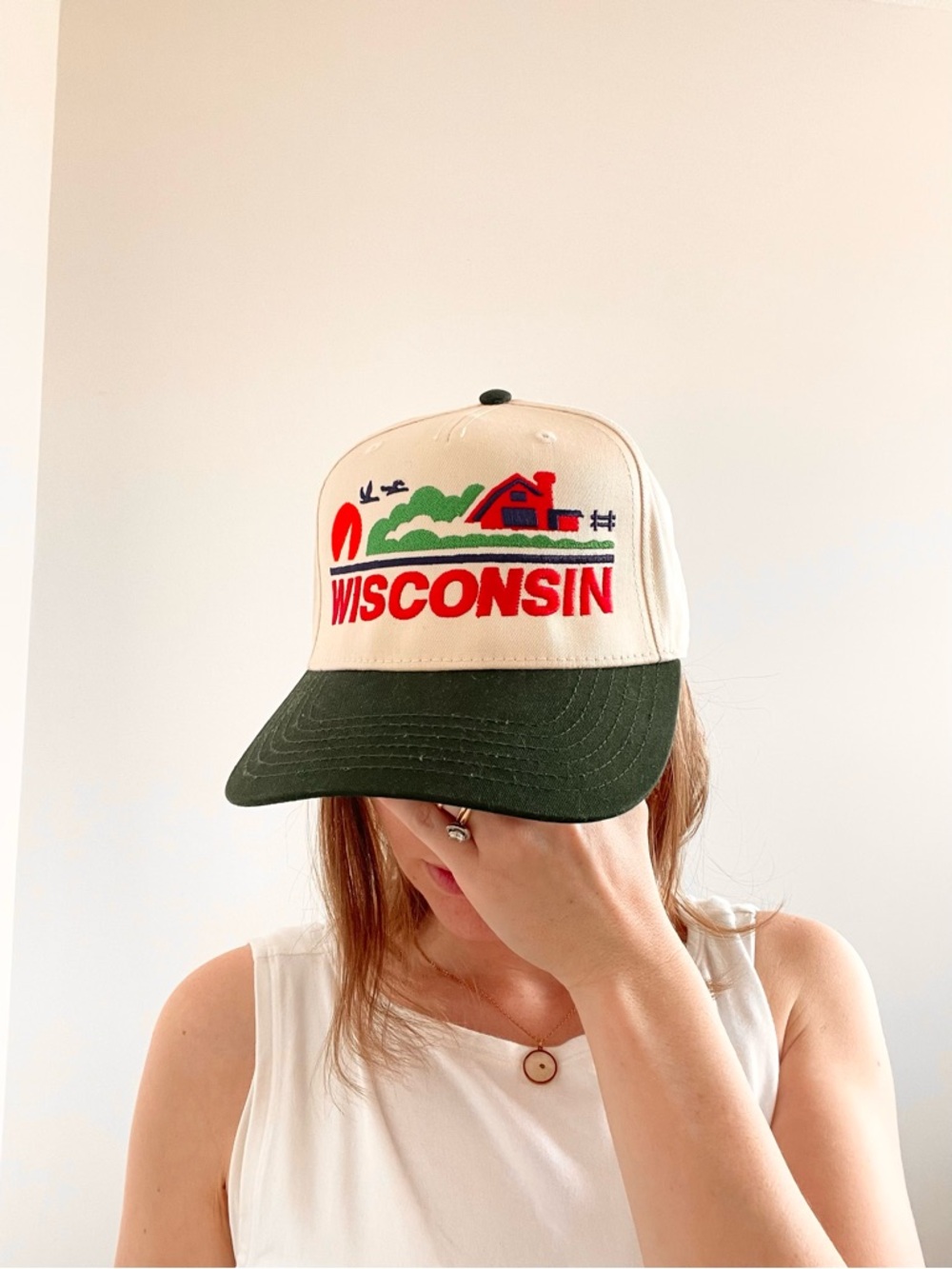 OTTO Cream Trucker Cap with Red Logo & Multicolor Embroidery